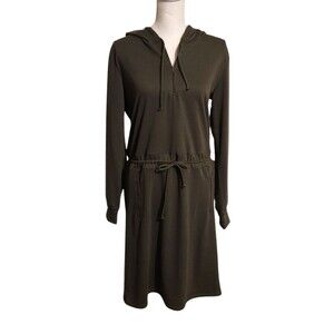 Brigitte Brianna Essential Sweatshirt Dress Olive Green Modest Womens Size M